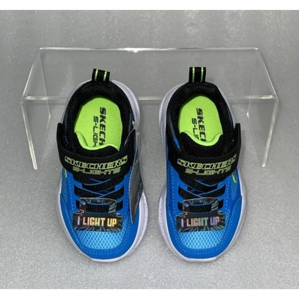 S Lights By Skechers Meteor‎ Krendox Sneakers Stretch Laces Toddler Boy Size 5